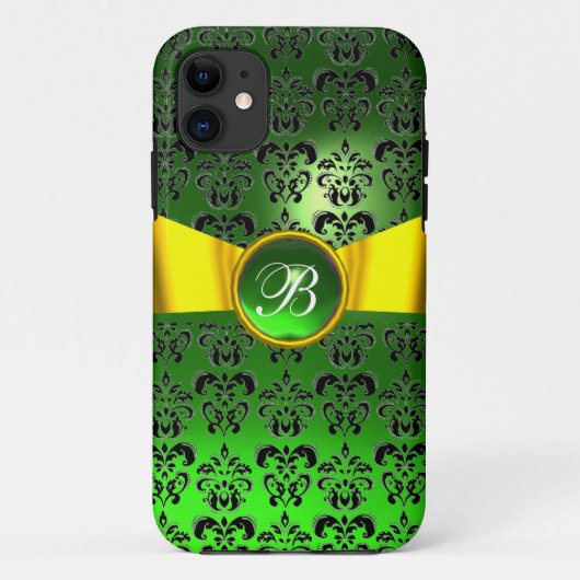 DAMASK GIRLY MONOGRAM green Gele lint Case-Mate iPhone Case (Achterkant)