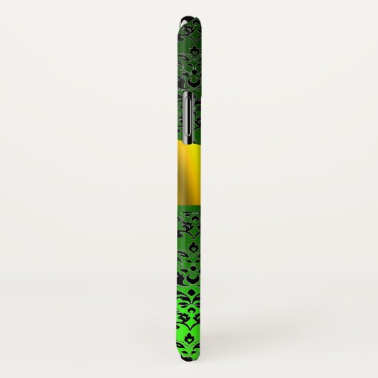 DAMASK GIRLY MONOGRAM green Gele lint Case-Mate iPhone Case (Achterkant / rechts)