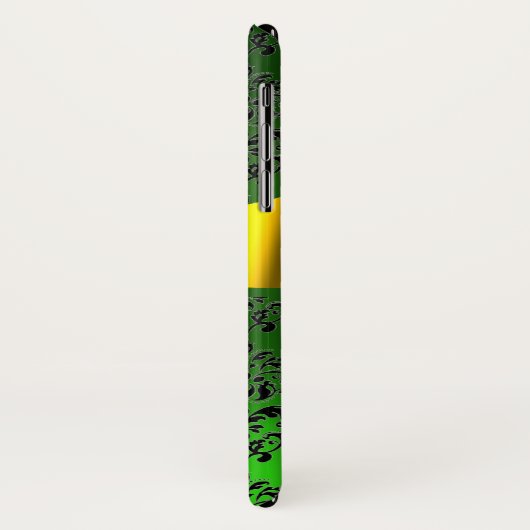 DAMASK GIRLY MONOGRAM green Gele lint Case-Mate iPhone Case (Achterkant/links)