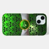 DAMASK GIRLY MONOGRAM green white lbon Case-Mate iPhone Case (Achterkant (horizontaal))