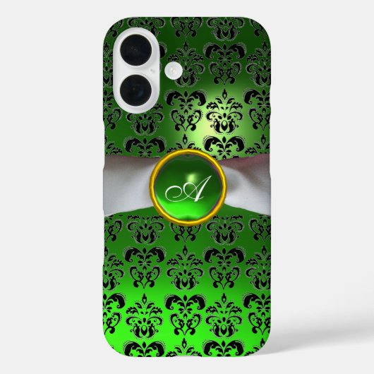 DAMASK GIRLY MONOGRAM green white lbon Case-Mate iPhone Case (Achterkant)