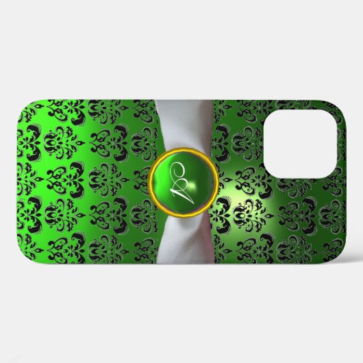 DAMASK GIRLY MONOGRAM green white lbon Case-Mate iPhone Case (Achterkant (horizontaal))