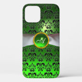 DAMASK GIRLY MONOGRAM green white lbon Case-Mate iPhone Case (Achterkant)
