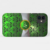 DAMASK GIRLY MONOGRAM green white lbon Case-Mate iPhone Case (Achterkant (horizontaal))