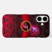 DAMASK GIRLY MONOGRAM Red burgundy lbon Case-Mate iPhone Case (Achterkant (horizontaal))