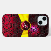DAMASK GIRLY MONOGRAM Red Goudgele lint Case-Mate iPhone Case