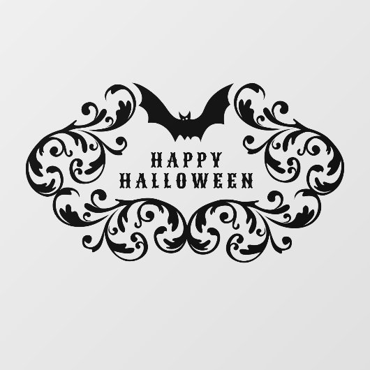 Damask Glam Bat Happy Halloween Raamsticker (Vel)