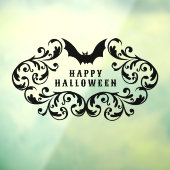 Damask Glam Bat Happy Halloween Raamsticker (Vel 3)