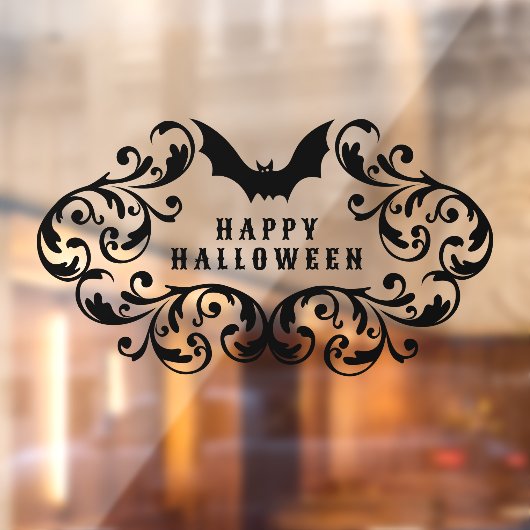 Damask Glam Bat Happy Halloween Raamsticker (Vel 2)