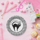 Damask Glam Black Cat | Bord Halloween Paper (Feest)