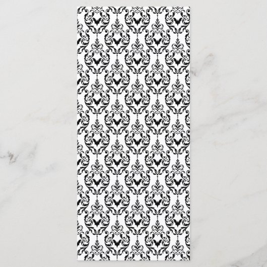 Damask Glam Halloween Dinner Party Menu (Achterkant)