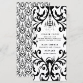 Damask Glam Halloween Dinner Party Menu (Voorkant / Achterkant)
