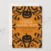 Damask Glam Halloween Pompoen Carving Kaart (Voorkant)