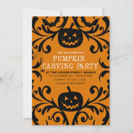 Damask Glam Halloween Pompoen Carving Kaart