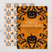 Damask Glam Halloween Pompoen Carving Kaart (Voorkant / Achterkant)