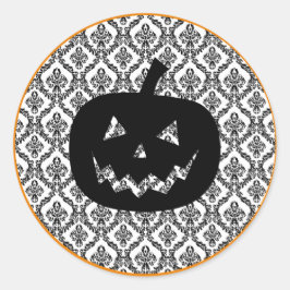 Damask Glam Halloween Pumpkin Ronde Sticker