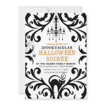 Damask Glam Halloween Soiree Uitnodiging