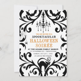 Damask Glam Halloween Soiree Uitnodiging