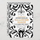 Damask Glam Halloween Soiree Uitnodiging (Voorkant / Achterkant)