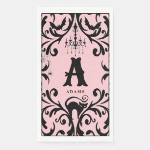Damask Glam Monogram Halloween Paper Guest Towels Servet