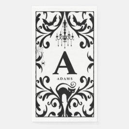 Damask Glam Monogram Halloween Paper Guest Towels Servet