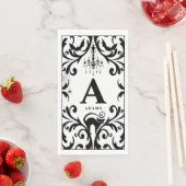 Damask Glam Monogram Halloween Paper Guest Towels Servet (Insitu)