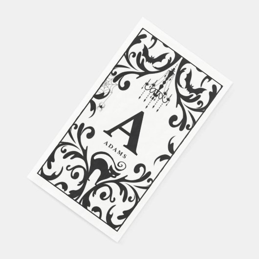 Damask Glam Monogram Halloween Paper Guest Towels Servet (Hoek)