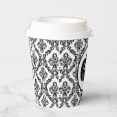 Damask Glam Monogram Halloween Pumpkin Papieren Bekers (Rechts)