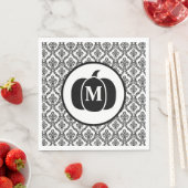 Damask Glam Monogram Halloween Pumpkin Servet (Insitu)