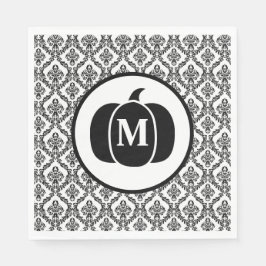 Damask Glam Monogram Halloween Pumpkin Servet