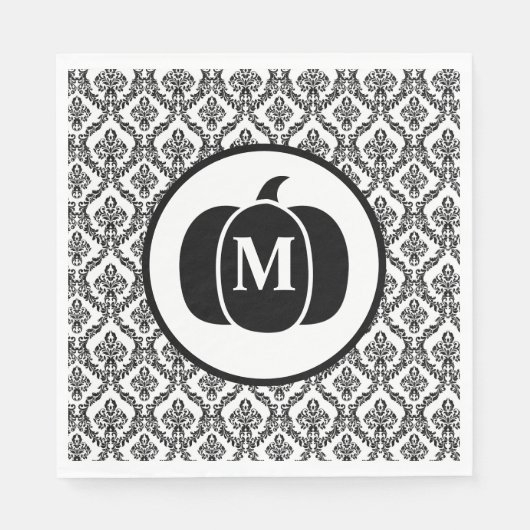 Damask Glam Monogram Halloween Pumpkin Servet (Voorkant)