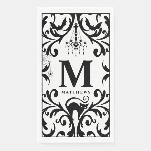 Damask Glam Monogram Halloween Servet (Voorkant)