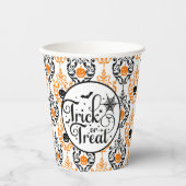 Damask Glam Pumpkin | TRICK OR TREAT Papieren Bekers (Voorkant)