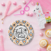 Damask Glam Pumpkin | TRICK OR TREAT Papieren Bordje (Feest)