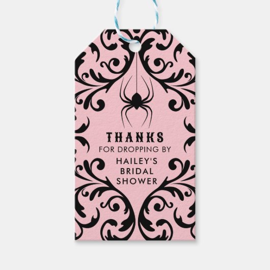 Damask Glam Spin | Bedankt Bruiloftsshower Cadeaulabel (Voorkant)