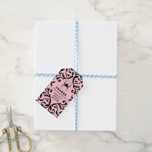 Damask Glam Spin | Trouwcadeau Bruiloft Cadeaulabel (Met Touw)