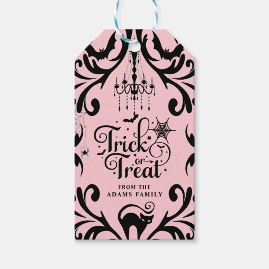 Damask Glam Trick or treat Halloween Cadeaulabel (Voorkant)