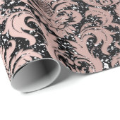 Damask Glitter Black Roos Gold Elegant Royal Cadeaupapier (Rol Hoek)