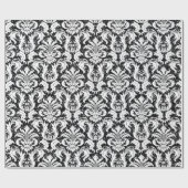 Damask Glitter Black White Elegant Royal Cadeaupapier (Vlak)