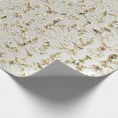 Damask Glitter Faux Gold Grey Silver Royal Cadeaupapier (Hoek)