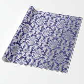 Damask Glitter Indigo Silver Grey Royal Cottage Cadeaupapier (Uitgerold)