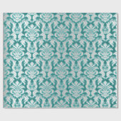 Damask Glitter Mint Zilver Grijs Royal Velvet Cadeaupapier (Vlak)