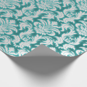 Damask Glitter Mint Zilver Grijs Royal Velvet Cadeaupapier