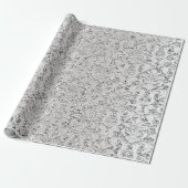 Damask Glitter Silver Grey Royal Metallic Bridal Cadeaupapier (Uitgerold)