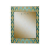 Damask Gold aan Blauwgroen groene grenzen Notitieblok (Linkerzijde)