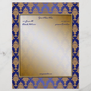 Damask Gold aan de Royal Blue-grenzen Custom Briefhoofd