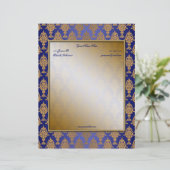 Damask Gold aan de Royal Blue-grenzen Custom Briefhoofd (Staand voorkant)