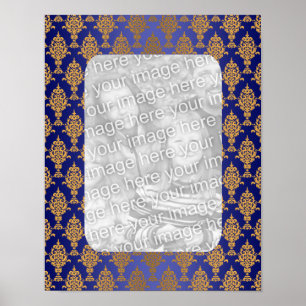 Damask Gold aan de Royal Blue-grenzen Poster