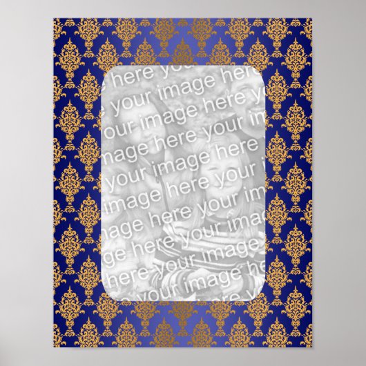 Damask Gold aan de Royal Blue-grenzen Poster (Voorkant)