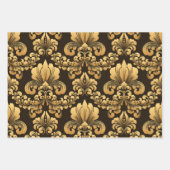 Damask Gold & Black Wrapping paper 3 sheets set (Voorkant 2)